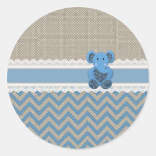 Schattige blauwe witte rode paisleys olifant ronde sticker