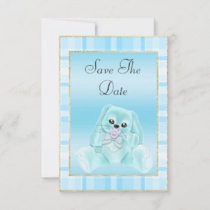 Schattige Blauwgroen konijntje bewaar het datum Ba Save The Date