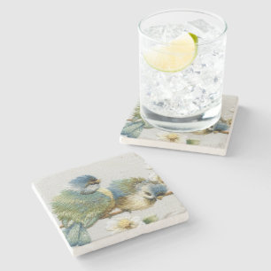 schattige blauwgroen mest, broidervogel stenen onderzetter