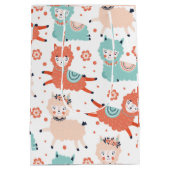 Schattige Blauwgroen Sinaasappel Blush Llama Boho Medium Cadeauzakje (Achterkant)