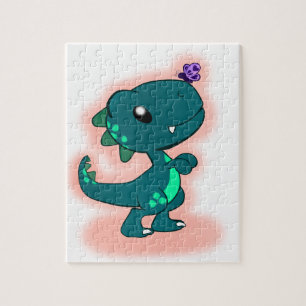 Schattige Blauwgroen T-Rex Legpuzzel