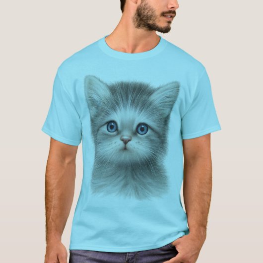 Schattige Blauwogig Kitten Gezicht T-Shirt – Schat (Voorkant)
