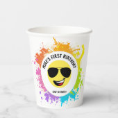 Schattige blij gezicht, vliegenierbril, leuke eers papieren bekers (Achterkant)
