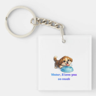 Schattige blije hond Waterliefhebber Inspiratief o Sleutelhanger