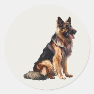 Schattige blije zwarte Duitse herdershond huisdier Ronde Sticker