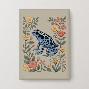 Schattige Bloem Blauwe Giftige Pijl Kikker Pad Kik Button