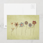 schattige bloem- en vogeltekeningen briefkaart (Voorkant / Achterkant)