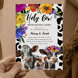 Schattige bloem 'Heilige Koe' Couple Baby Shower Kaart