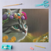 Schattige bloem Kitten, Turquoise Eyes Tissuepapier (Craft)