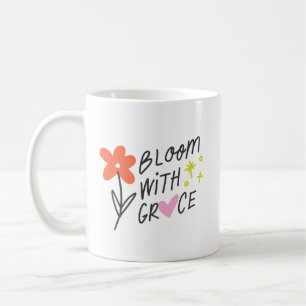 Schattige Bloem Met Genade Handgetekende Rode Bloe Koffiemok