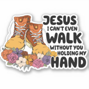 Schattige Bloemen Christelijke Jezus Houd Mijn Han Sticker