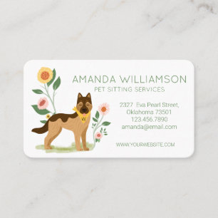 Schattige Bloemen Duitse Shepard Pet Care Services Visitekaartje