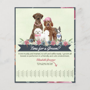 Schattige Bloemen- en Groene Hond Trane Folder Flyer