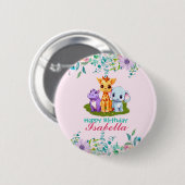 Schattige Bloemen Hippo safari oerwoud Dieren Verj Ronde Button 5,7 Cm (Voorkant /achterkant)