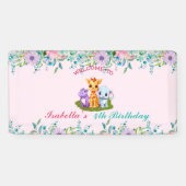 Schattige Bloemen Hippo safari oerwoud Dieren Verj Spandoek (Horizontaal)