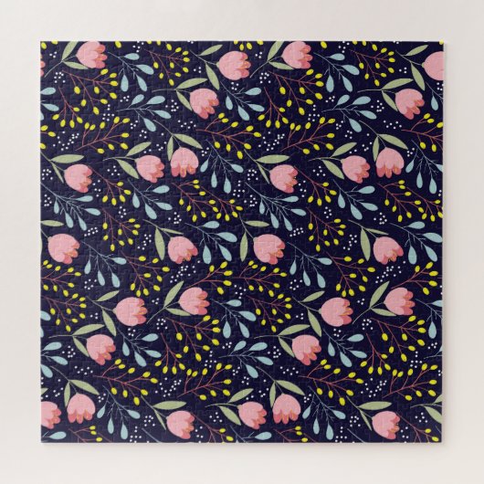 Schattige Bloemen: Kleurrijk Bloemenpatroon. Legpuzzel (Horizontaal)