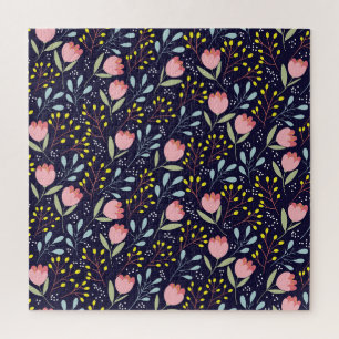 Schattige Bloemen: Kleurrijk Bloemenpatroon. Legpuzzel