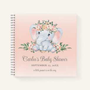 Schattige Bloemen Olifant Baby Meisje Baby shower Notitieboek