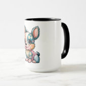 Schattige Bloemen Patchwork Waterverf Baby Dog Mok (Voorkant rechts)