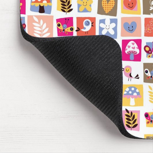 schattige bloemen, vogels, harten vierkanten patro muismat (Hoek)