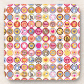 schattige bloemen, vogels, hartenpatroon onderzetter (Voorkant)