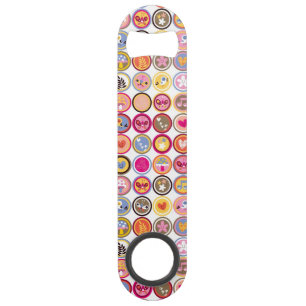 schattige bloemen, vogels, hartenpatroon speed flessenopener