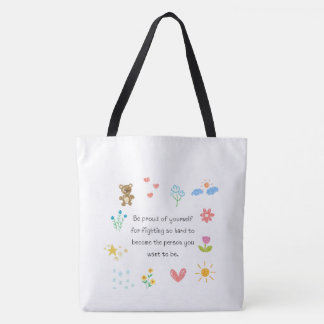 "Schattige bloemendoodle-quote witte boodschappent Draagtas