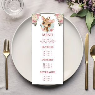 Schattige bloemengiraffe waterverf meisje babyshow menu
