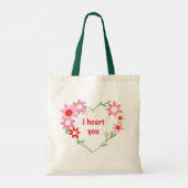 Schattige bloemenhart Valentijnsdag quote Canvas t Tote Bag (Achterkant)