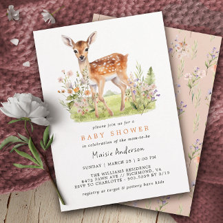 Schattige bloemenhert Fawn | Airy Spring Baby show Kaart