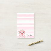 Schattige bloemenvarken post-it® notes (Op bureau)