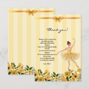 Schattige Bloemgeel Ballerina Ribbon Baby shower Bedankkaart