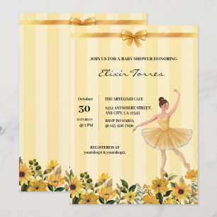 Schattige Bloemgeel Ballerina Ribbon Baby shower Kaart
