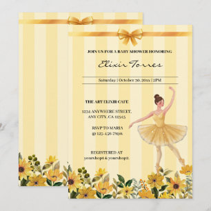 Schattige Bloemgeel Ballerina Ribbon Baby shower Kaart