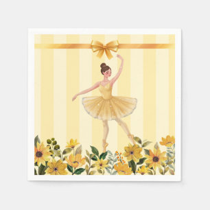 Schattige Bloemgeel Ballerina Ribbon Baby shower Servet