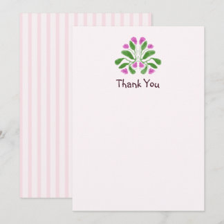 Schattige bloemige art nouveau roze babyshower bedankkaart