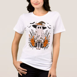 Schattige bloemige geestenheks hoed Halloween Tri-Blend Shirt