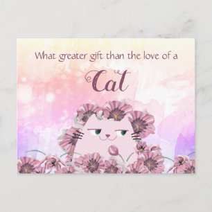 Schattige Bloemige Kattenliefhebber Citaat Briefkaart