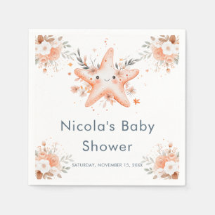 Schattige bloemige zeester babyshower servet