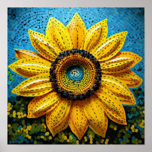 Schattige bloemist Natuur Zonnebloem Poster