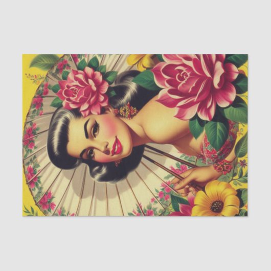 Schattige  bloemmeisje tissuepapier (Voorkant)