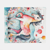 Schattige bloempaard fleece deken (Voorkant (Horizontaal))