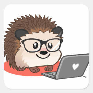 Schattige bloggen geeky hedgehog op een laptop vierkante sticker