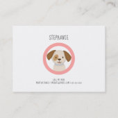 Schattige blond meisje en puppy spelen datumbelkaa contactkaartje (Achterkant)