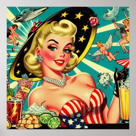 Schattige blond  meisje poster (Voorkant)