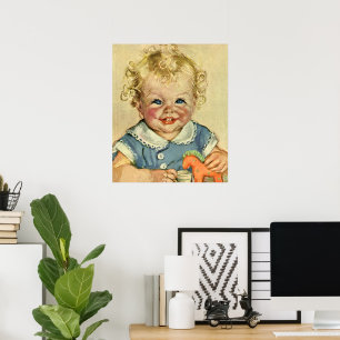  Schattige Blond Scandinavisch Kind met Krullen Poster