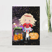 Schattige Blonde Ierse Danser Halloween Feestdagen Kaart (Achterkant)