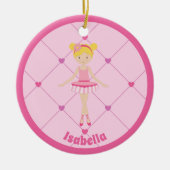 Schattige Blondine Ballerina Meisje Aangepaste Roz Keramisch Ornament (Voorkant)