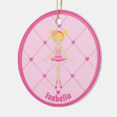 Schattige Blondine Ballerina Meisje Aangepaste Roz Keramisch Ornament (Links)