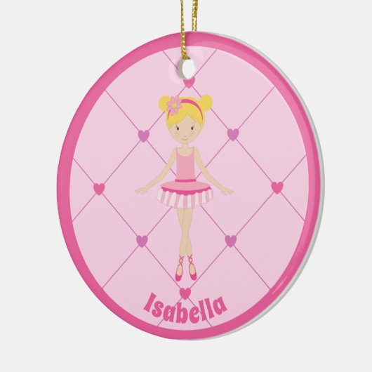 Schattige Blondine Ballerina Meisje Aangepaste Roz Keramisch Ornament (Links)